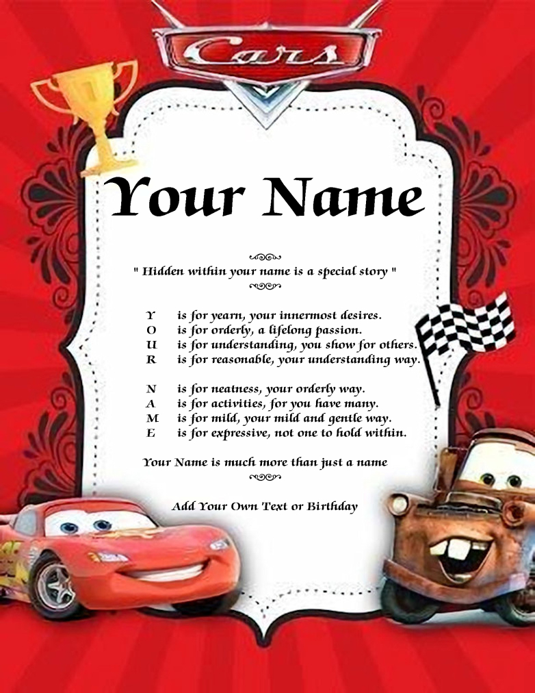 Cars A Child Background Name Poem Story