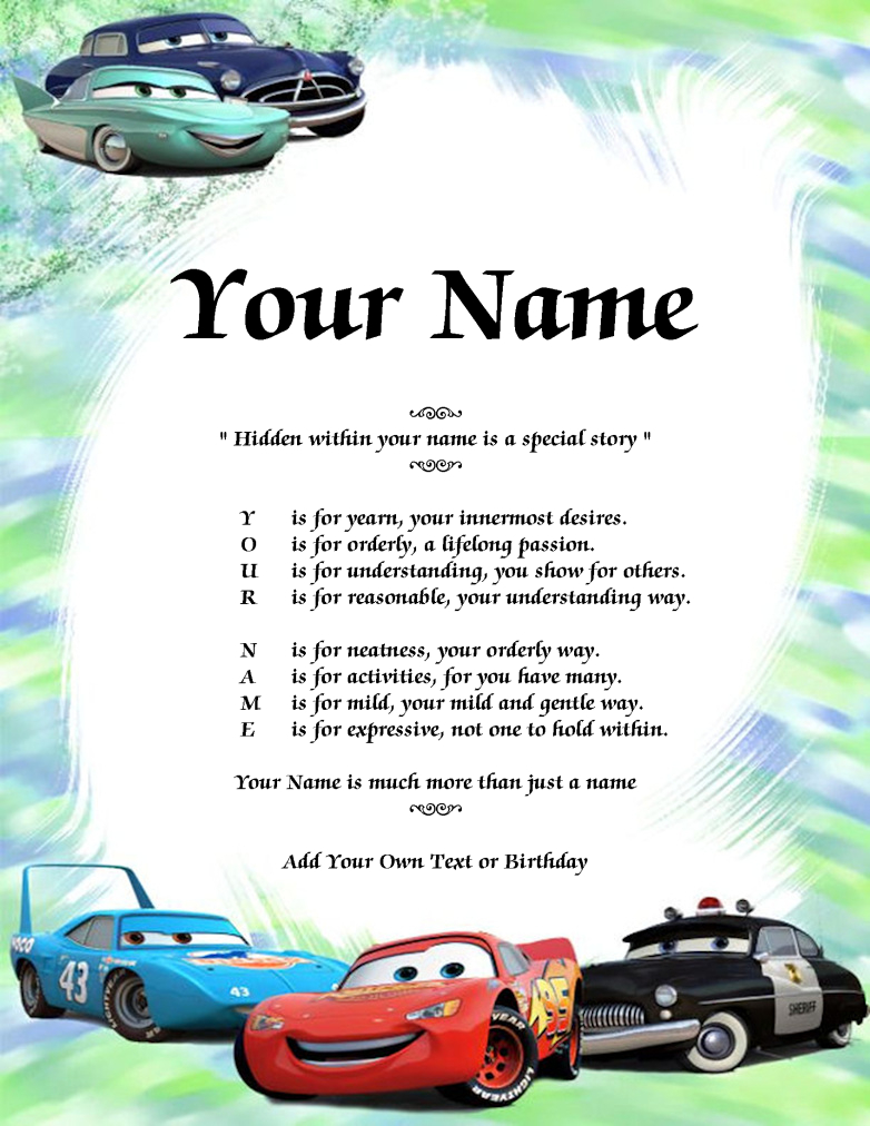 Cars D Child Background Name Poem Story