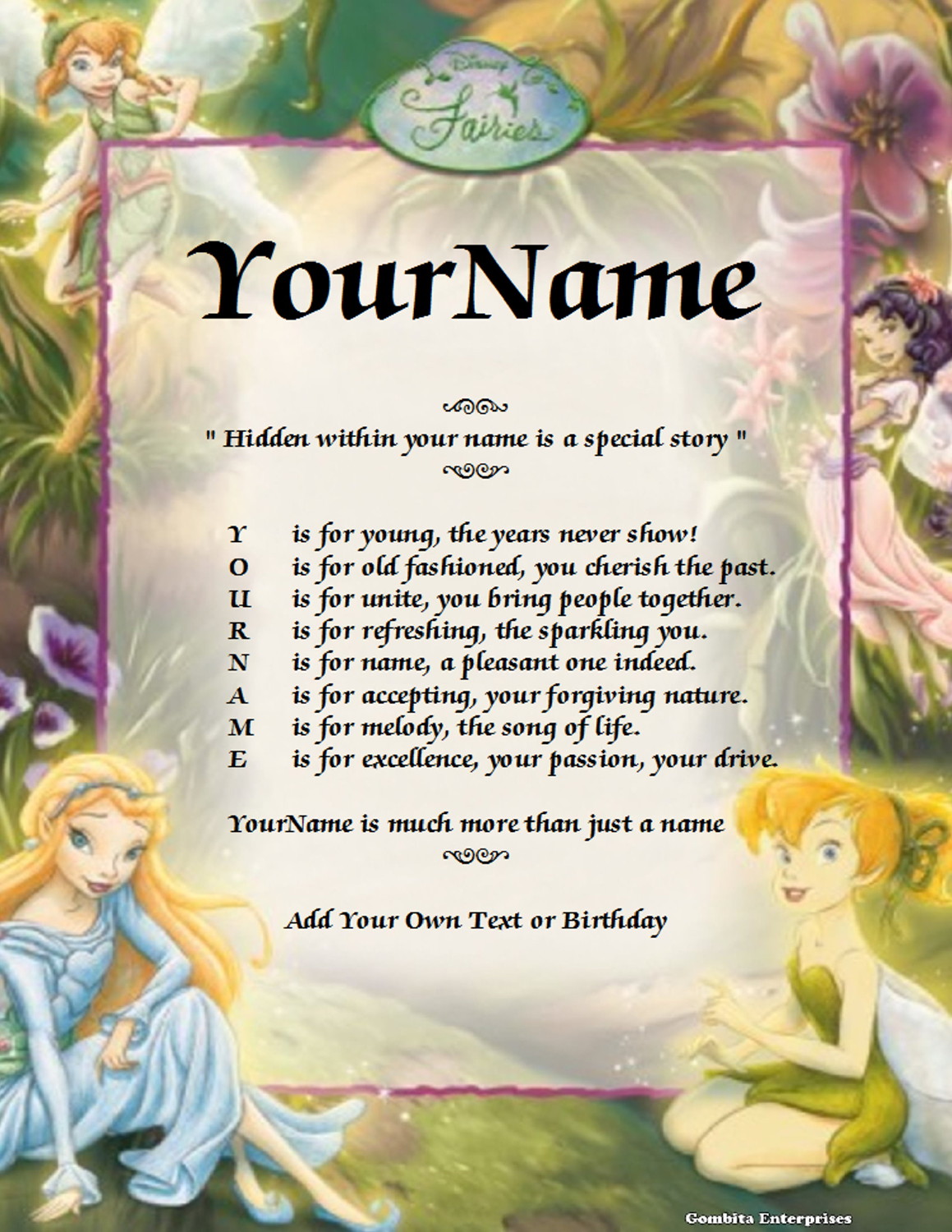 Fairies 2 Name Poem Story PDF Version