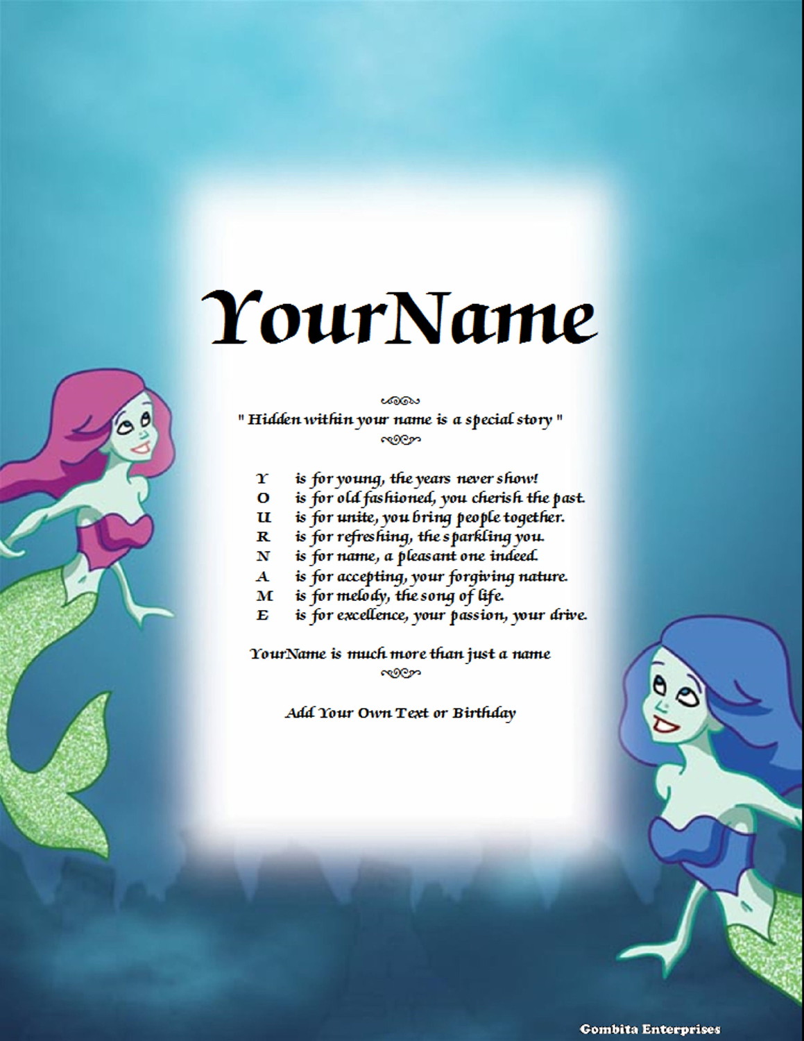 Mermaids Name Poem Story PDF Version