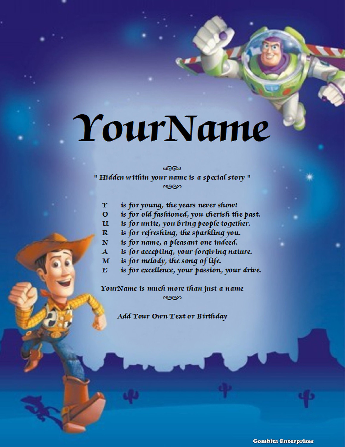 Toy Story Child Background Name Poem Story