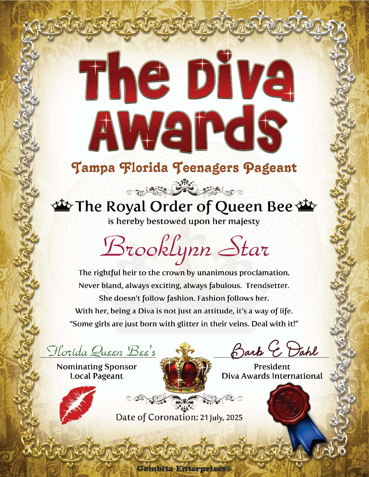 The Diva Awards - Customize - Reusable U-Fill Instant PDF Download