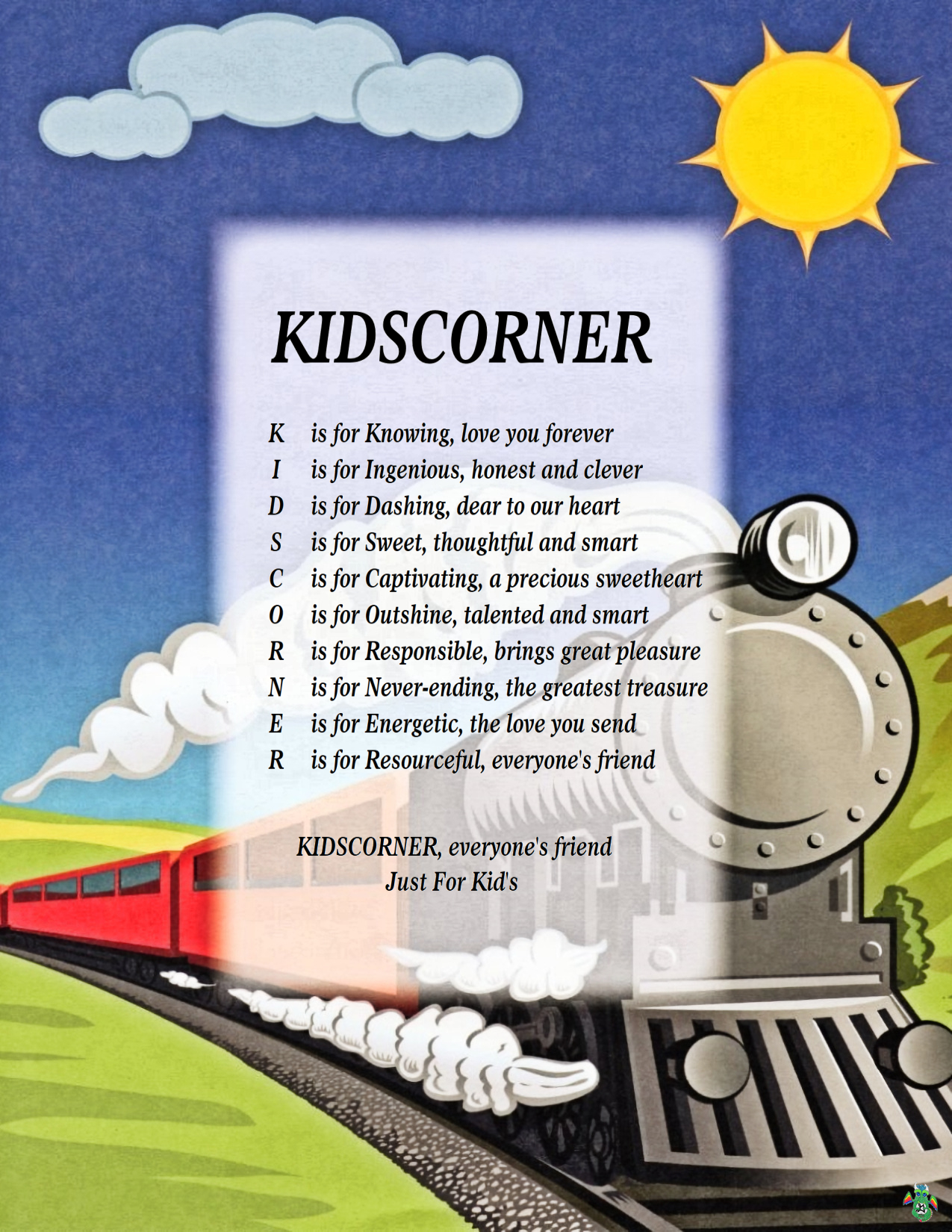 Kid's Corner Train Child's Name Poem 