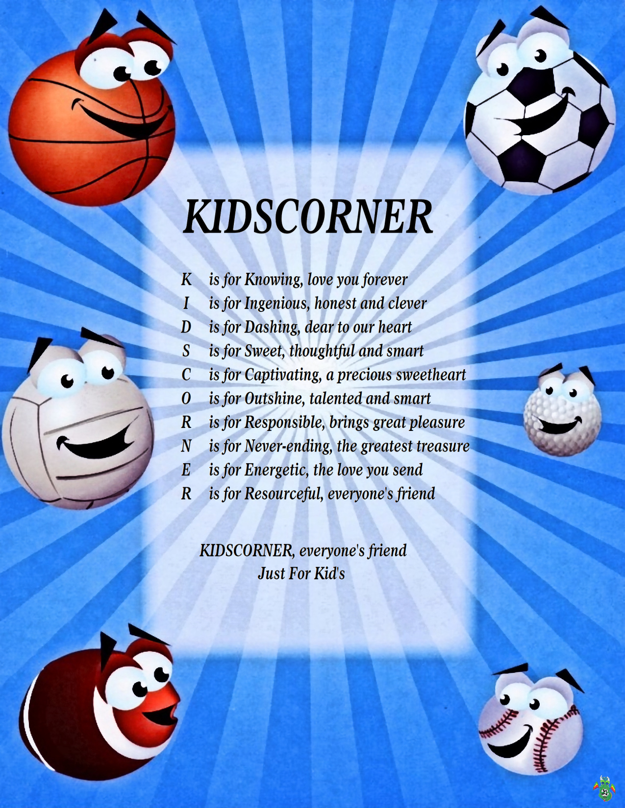 Kid's Corner Sports Child's Name Poem 