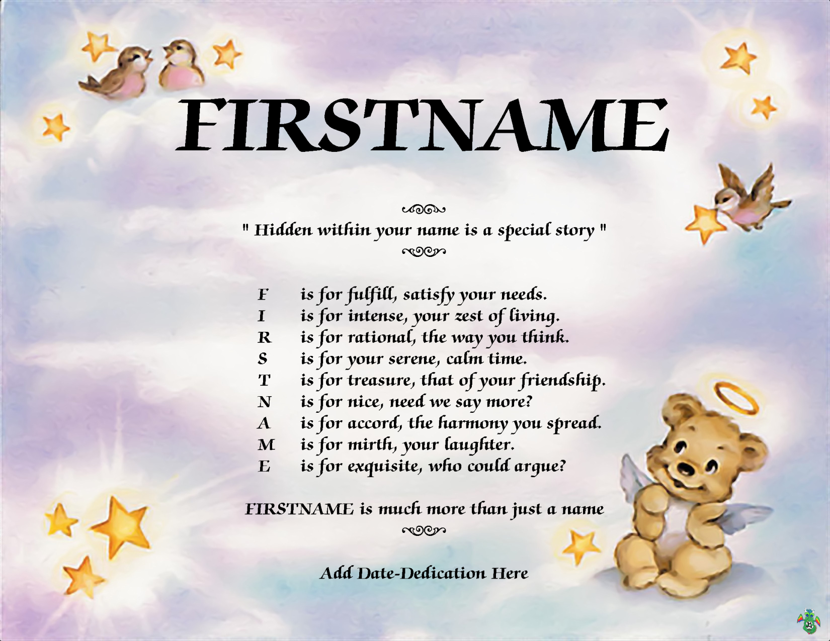 FIRST NAME POEM STORY Angel Bear