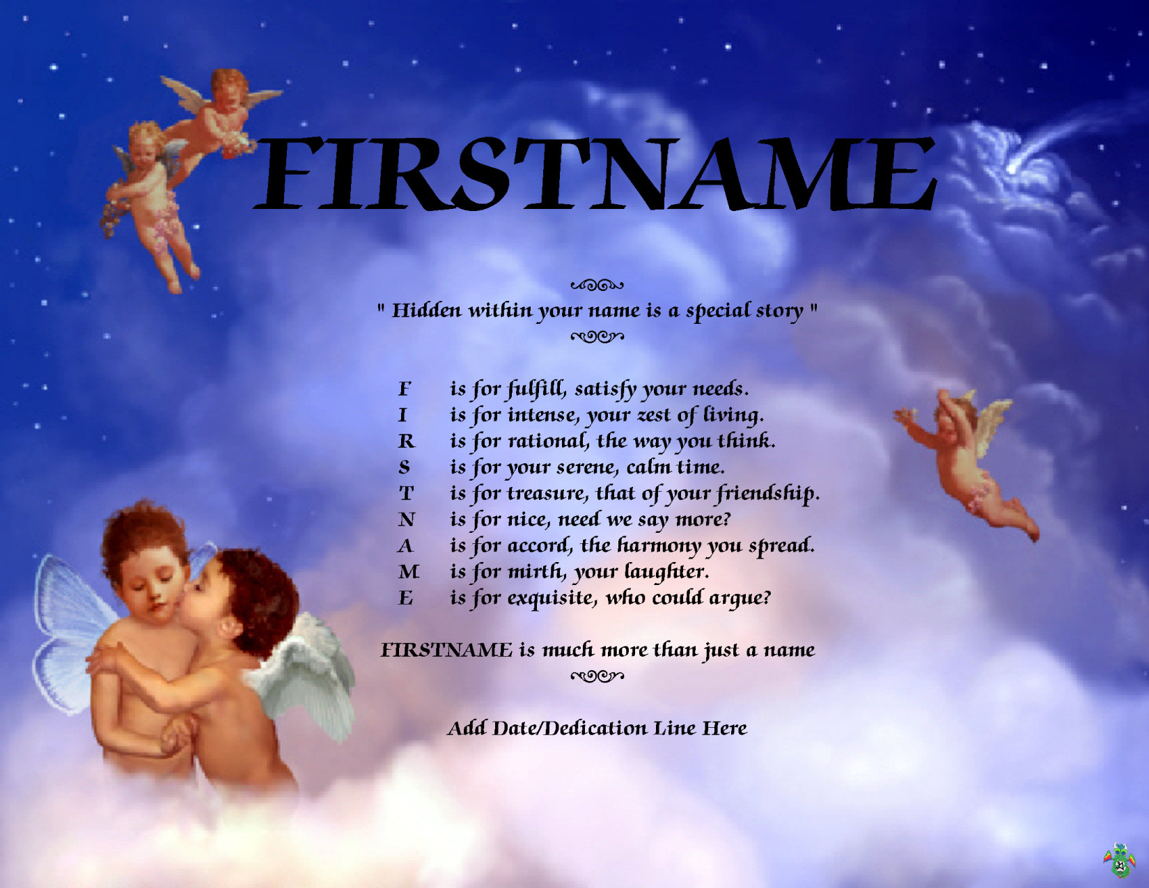 FIRST NAME POEM STORY An Angles Kiss