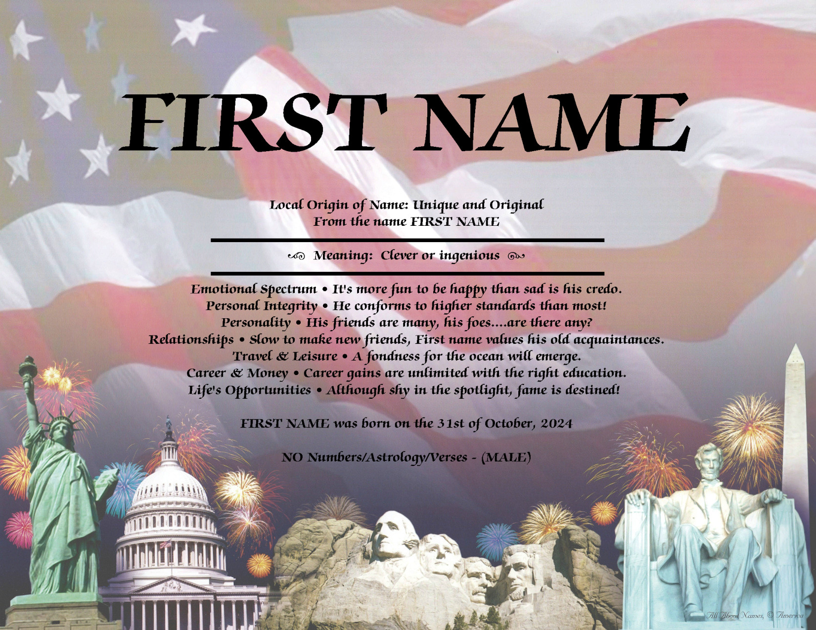 FIRST NAME MEANING America