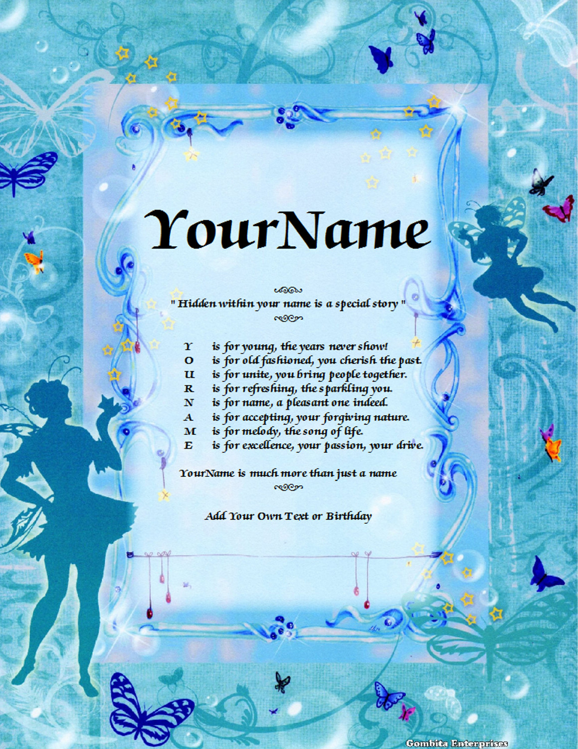 Fairies Child Name Poem Story Digital Download Version