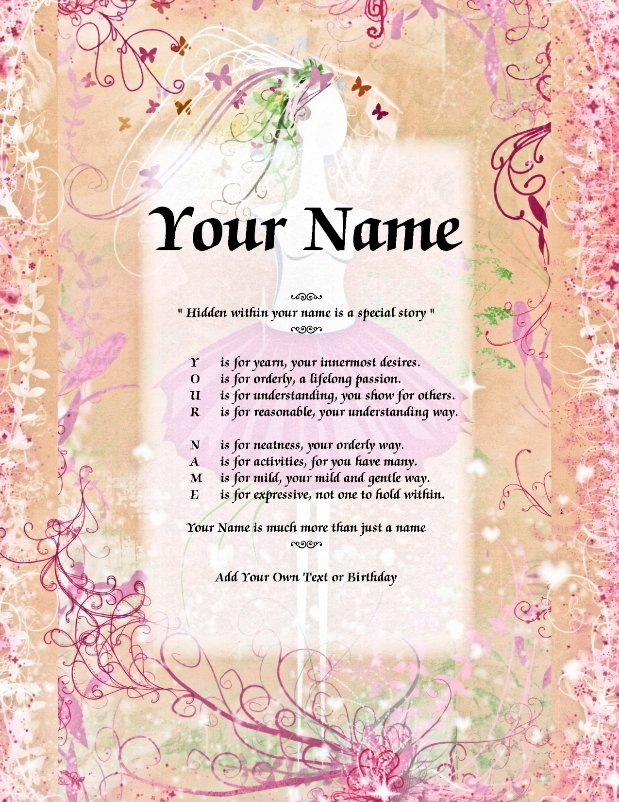 Ballerina Child Name Poem Story Digital Download Version