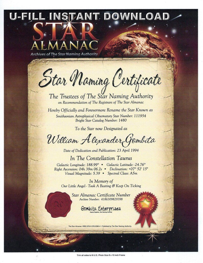 The Star Almanac - OPEN U-Fill Instant Download PDF