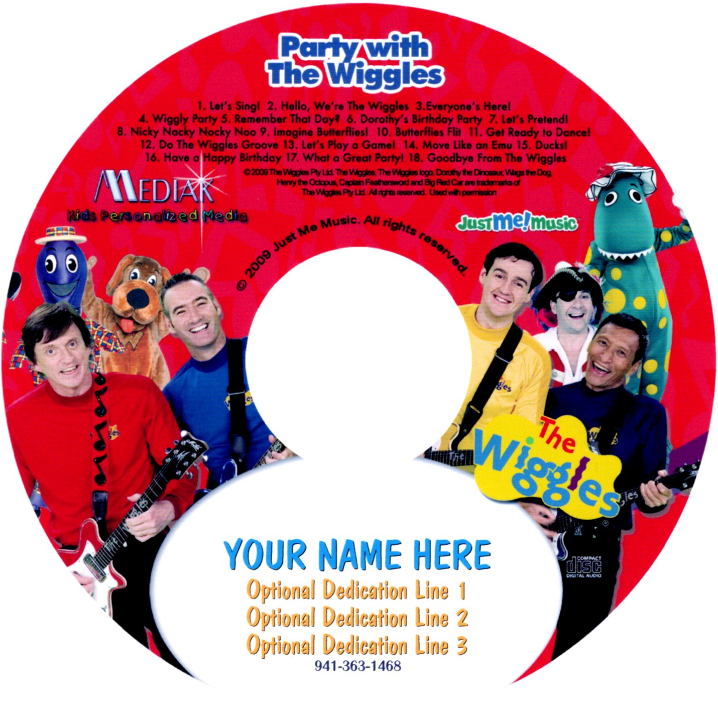PARTY WITH THE WIGGLES - NAME PERSONALIZED - CD By Mail - Add MP3 Download